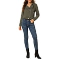 thumbnail image 2 of MODA NOVA Juniors Notched Lapel Long Sleeves Asymmetric Zip Moto Denim Jacket, 2 of 6