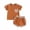 Brown, variant on Musuos Baby Boys Girls 2 Piece Outfits 0-3 Years Plaid Patchwork Short Sleeve T-Shirt and Elastic Shorts Set Toddler Summer Clothes