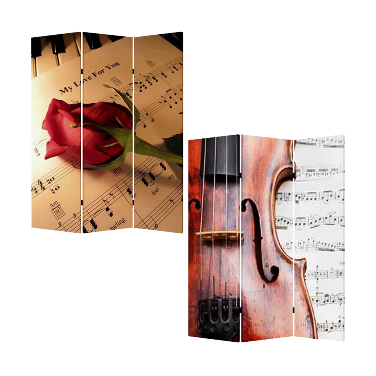 Contemporary Lightweight 3 Panel Music Screen Room Divider With Two Different Finishes