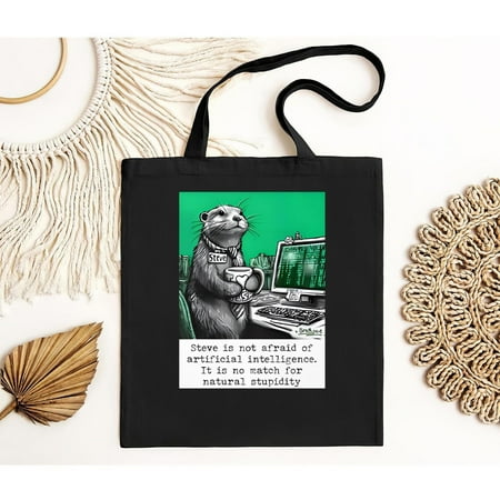 vintage Otter Steve Is Not Afraid Of Artificial Intelligence It Is No Match For Natural Stupidity Men Tote Bag Women Tote Bag -TH24181