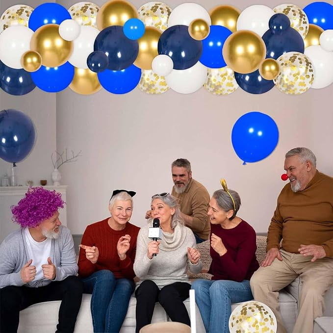 50th Year Class Reunion Party Decoration, Blue and Gold Balloon Arch,Blue and Gold 50th Anniversary Class Reunion Theme Backdrop Balloon Garland Kit