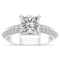 Princess Shape 1 Carat IGI Certified Lab Grown Diamond Ring | 14K White Gold |Dua Side Stone Knife Edge Diamond Ring | FG-VS1-VS2 Quality Friendly Diamonds