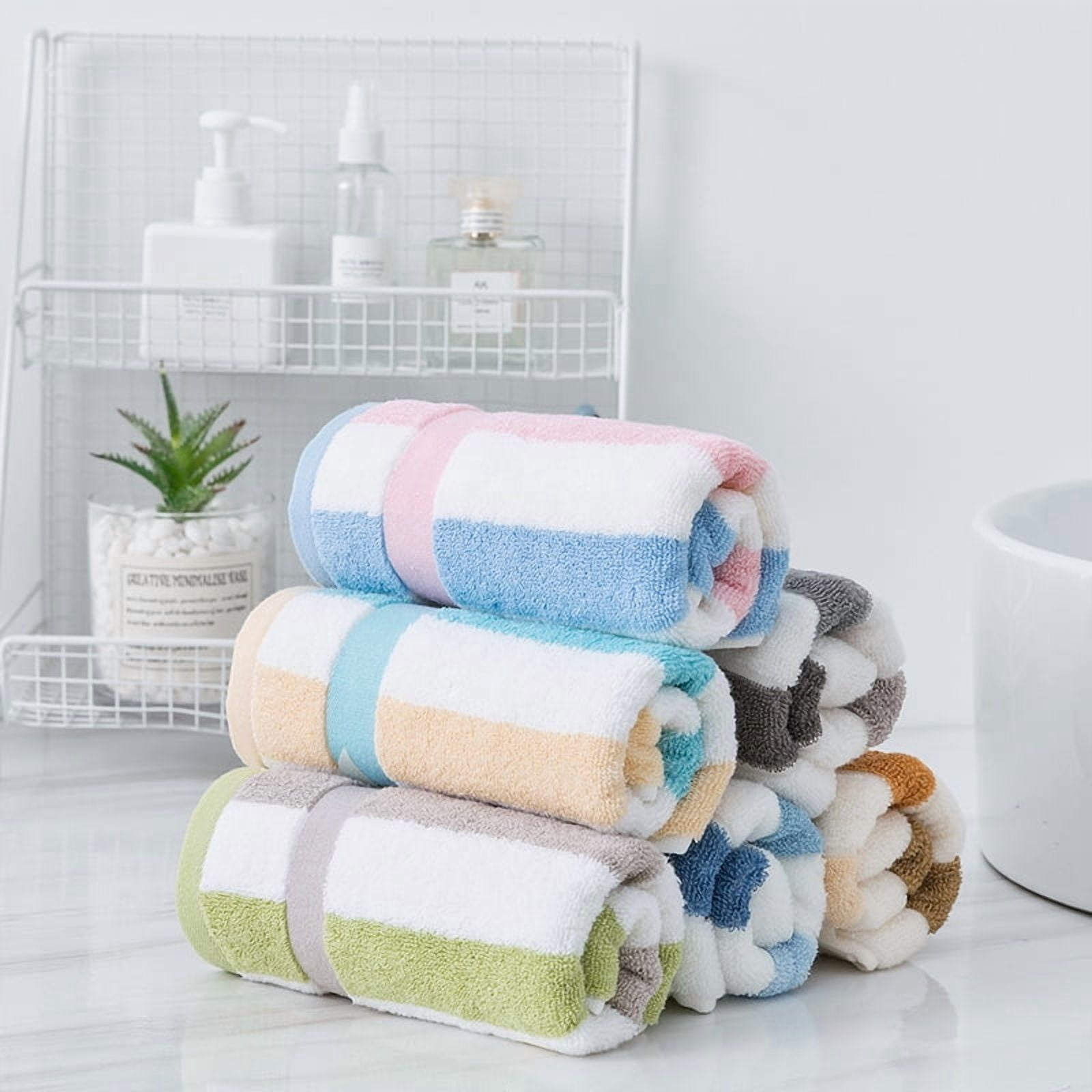 Zhuge 6 Pack Gray Striped Cotton Hand Towels 13x30 Inches, Super Soft Highly Absorbent Decorative Towel Set for Bathroom, Kitchen & Guest Rooms