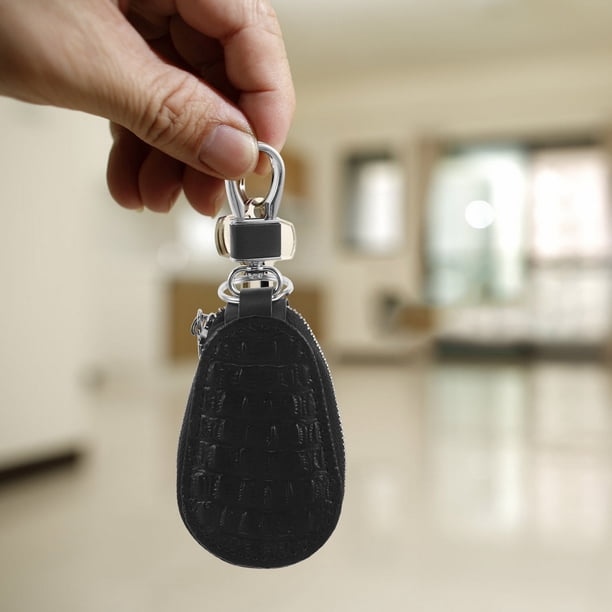 unbranded Estuche Universal Para Llave De Auto En Cuero PU Negro Con Cremallera Y Gancho Metálico Para Fácil Manejo