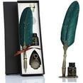 thumbnail image 2 of Feather Pen and Ink Set, Glittering Quill Pen Set Antique Calligraphy Dip Pen with Ink, 2, 2 of 4