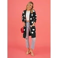 thumbnail image 2 of Women'S Cute Heart Long Cardigan Sweater V Neck Open Front Ribbed Knit Sweater Coats with Pockets Black XL, 2 of 8