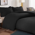 thumbnail image 3 of Queen 3-Piece Duvet Cover Set with 2 Pillow Shams, Brushed Microfiber, Easy Snap Zipper & Corner Ties, Black, Ntbay | Comforter Not Included, 3 of 6
