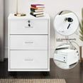 thumbnail image 5 of Clipop 3 Drawers Mobile File Cabinet,Lockable Wooden Rolling Filing Cabinet,A4 Sized Documents,White, 5 of 11