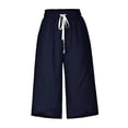 thumbnail image 4 of Capri Pants for Women Casual Cotton Linen Drawstring Lounge Pants Summer Loose Comfy Curved Hem Pants Pockets Ladies Comfy Plus Size 2026 Trendy Outfits Lightweight Cute Fashion Dressy Clothes, 4 of 6