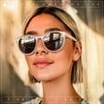 thumbnail image 3 of SA106 Womens Ruffled Edge Horn Rim Hipster Fashion Sunglasses Frost Blue - Blue, 3 of 9