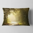 thumbnail image 2 of Designart Bright Sunlight in Fall Forest - Landscape Photo Throw Pillow - 12x20, 2 of 5