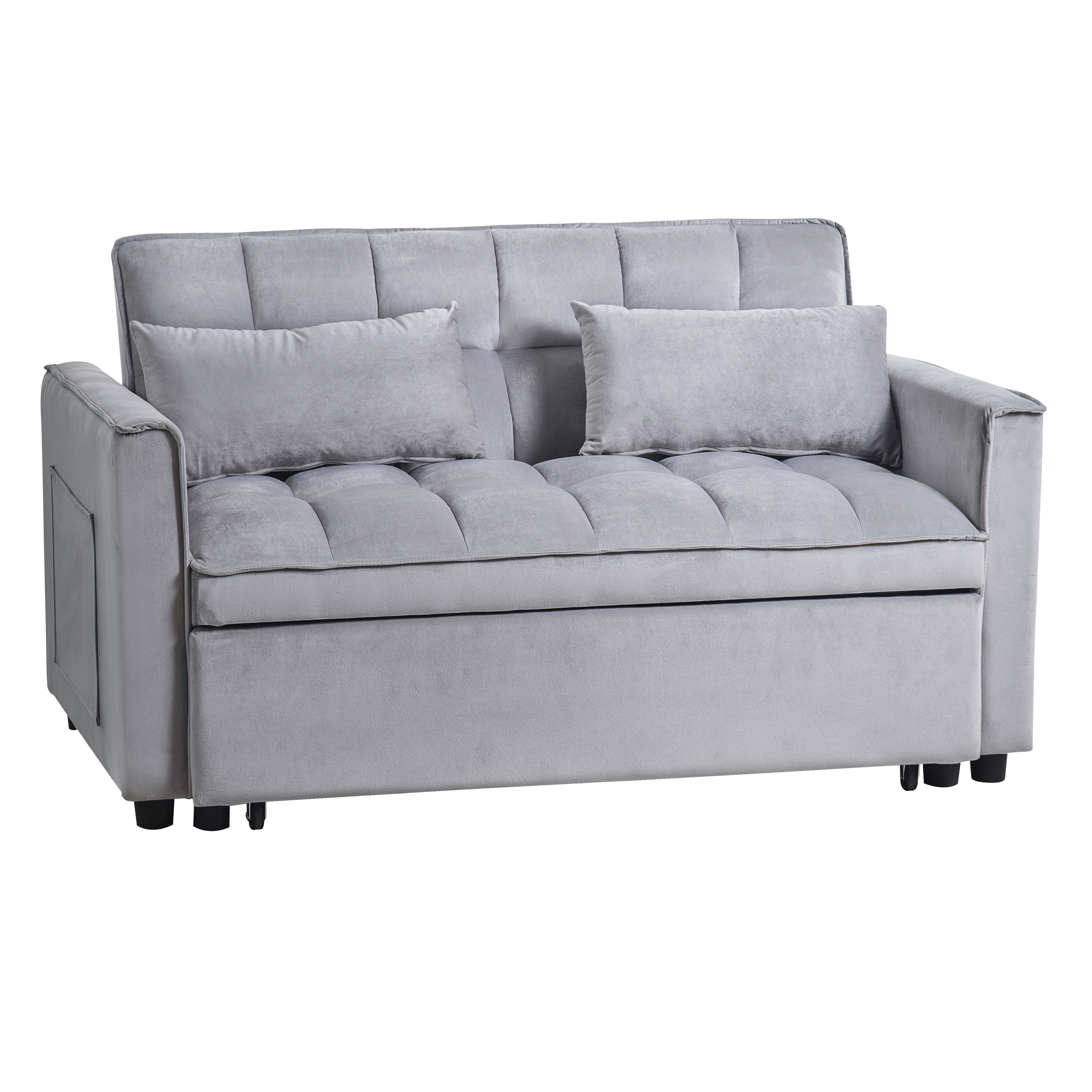 MAYEERTY 3-in-1 Velvet Convertible Sleeper Sofa Bed with Adjustable Backrest Pull-Out Couch for Living Room Apartment Small Space