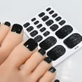 thumbnail image 6 of 22Tips French Black Baking-free Toe Nail Stickers With Glitter Long New B3, 6 of 9