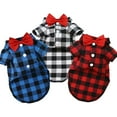 thumbnail image 1 of SPRING PARK Plaid Printing Bow-knot Decor Dog Shirts, Soft Polyester Turndown Collar Dogs Shirt Pullover Dog Shirt for Small Medium Dogs & Cats, 1 of 7