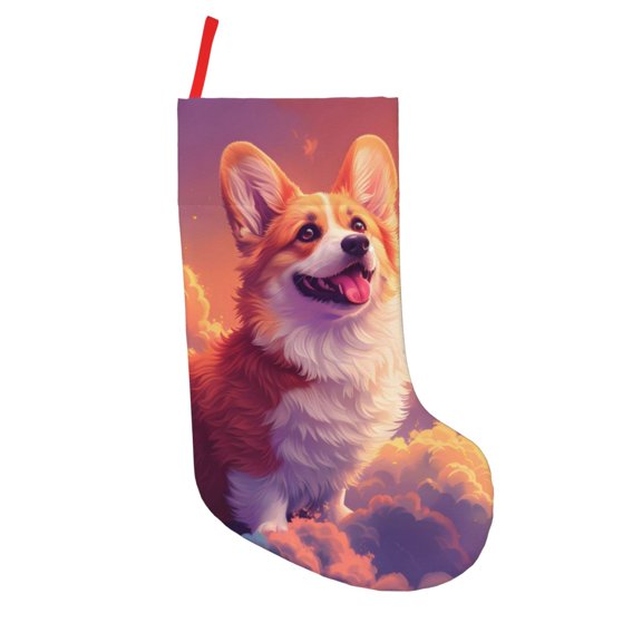 Defioc Sunset Cloud Corgi for Christmas Stockings 18" Personalized Holiday Stocking for Family, Farmhouse Decor, Xmas Tree Decoration, 1 Pack