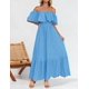 thumbnail image 3 of Vestido ZESICA 2025 de verano con hombros descubiertos bordado con volantes, azul, 3 of 6
