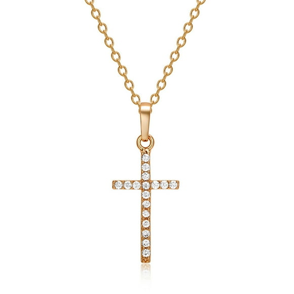 braveheart Mens Womens Gold Silver Plated Womens Cross Necklace Crystal Zircon Cross Pendant Necklace Chain
