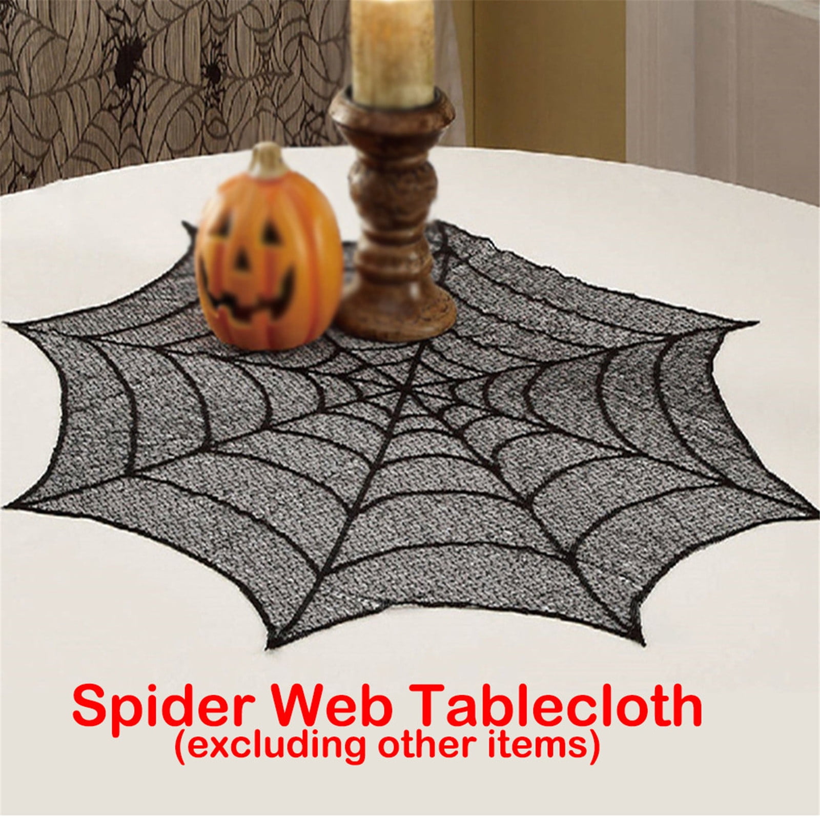 NEW 7.5 Feet SPIDER WEB Black TABLE CLOTH Halloween by HOLIDAY HOME 4.8' X 7.5' 