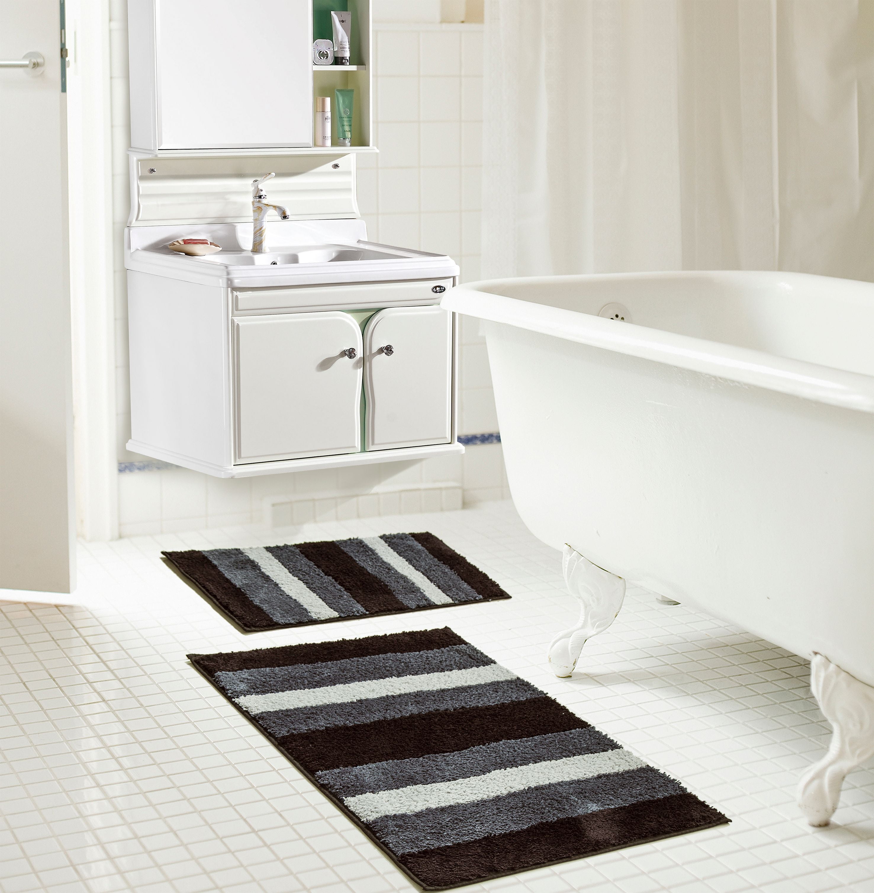 Ombre Microfiber 2Piece Bath Mat in Black