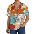 thumbnail image 3 of Gaeub Fall Maple Leaves Men's Lapel Short Sleeve Shirt, Relaxed Fit Shirt, Soft and Breathable for Outdoors Party Travel - Large, 3 of 7
