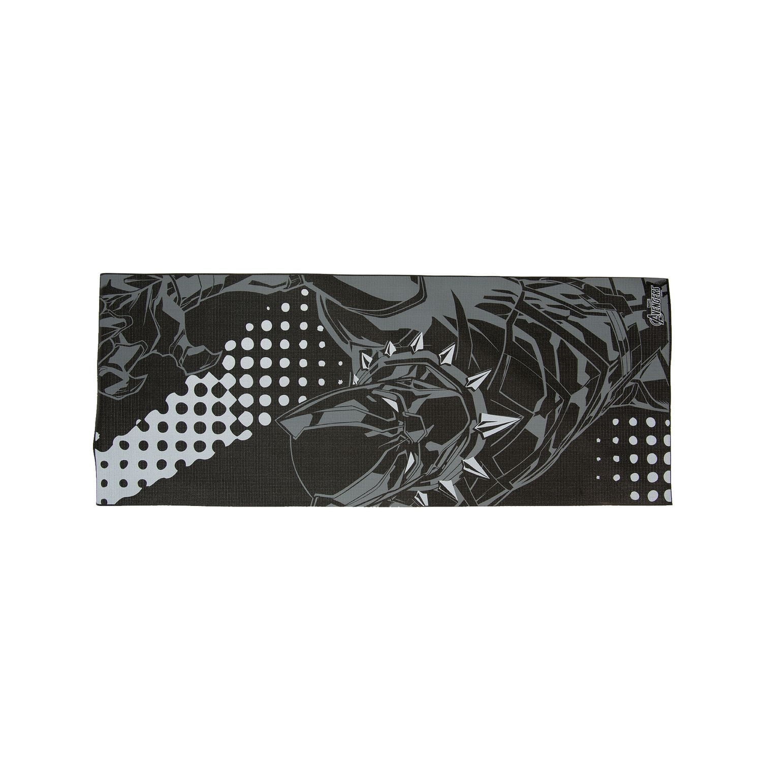 Marvel Black Panther Comic Art 3mm Yoga Mat – 24” x 60" – Black/Grey
