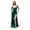 Green, variant on Women Evening Dress - Spaghetti Strap Low-cut Off Shoulder Backless Slit Hem Pleated Maxi Dress