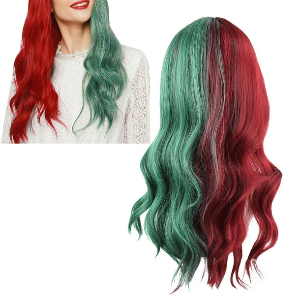 Red Green Long Curly Wig Breathable and Adjustable 26in Length Cosplay Party Synthetic Wigs for Role Playing Halloween Theme Parties ANGGREK Otros Walmart en linea