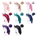 thumbnail image 4 of Bonnet Long en Satin Bonnet de Nuit Ajustable en Satin pour Spa Rafraîchissant Vin Rouge, 4 of 4
