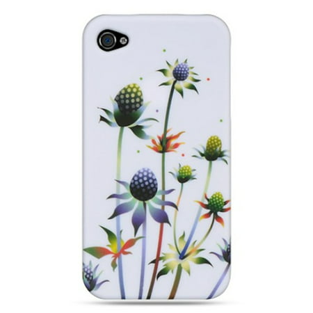 Insten Hard Crystal Rubber Skin Protective Shell Case For Apple iPhone 4 / 4S - White Spiky (Best Skins For Weed)