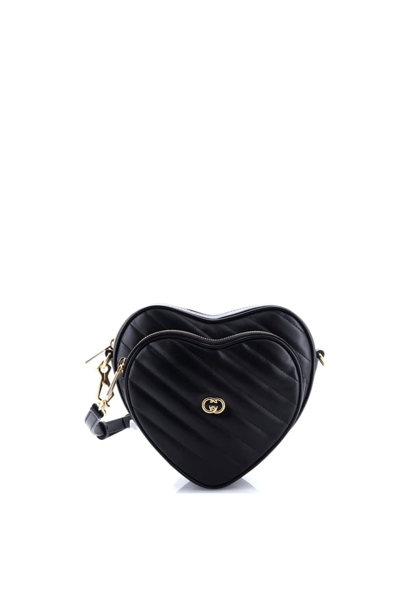 Pre-Owned Interlocking G Heart Shoulder Bag Diagonal Quilted Leather Mini By Rebag