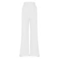 thumbnail image 4 of Linen Pants Women Petite Straight Leg Pants Summer Beach High Waisted Pant Vacation Wide Leg Trousers with Pockets White M, 4 of 8