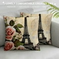 thumbnail image 3 of GOSMITH Vintage French Paris Eiffel Tower with Rose Flowers Decorative Throw Pillow Cover  Pillow Case Cushion Cover for Sofa Bed Pillowcase (Paris Flower), 3 of 5