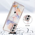 thumbnail image 2 of For Samsung Galaxy S22 Marble Patterned Case with Card Holder, Back Folio Kickstand PU Leather + Soft Crystal Bumper Edge, Magnetic Clasp Back Cover For Samsung Galaxy S22,Marble #1, 2 of 5