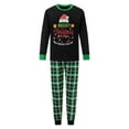 thumbnail image 2 of Qiylii Family Matching Christmas Pajama Set, Parent-Child Letter Print Long Sleeve Tops Plaid Elastic Waist Pants for Holiday Pjs Outfits Green, 2 of 10