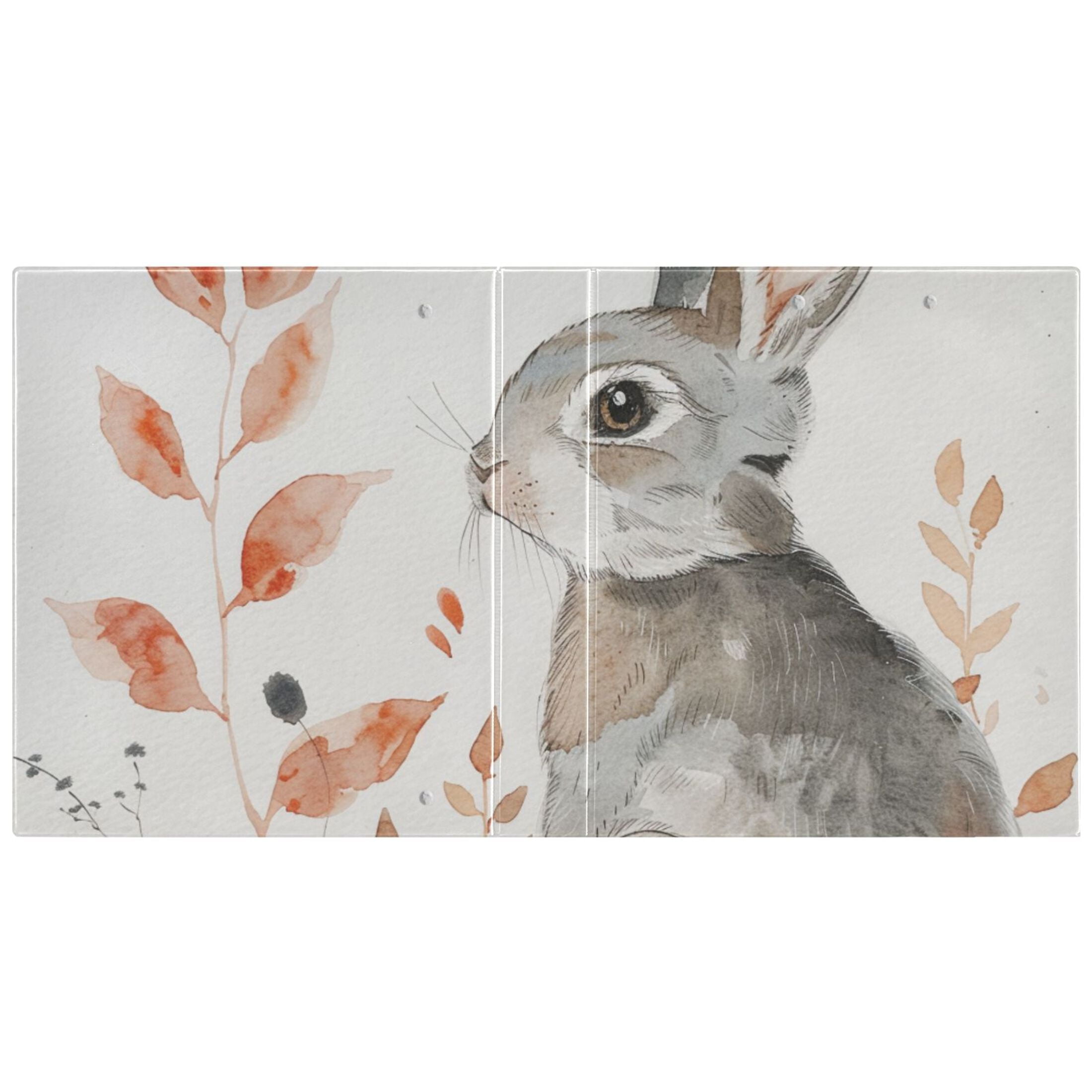 Leaves and Rabbit 3 Ring Binders 1.5 inch Hardcover File Folders with Interior Pockets A4 Size Organizer for School Office Hospital