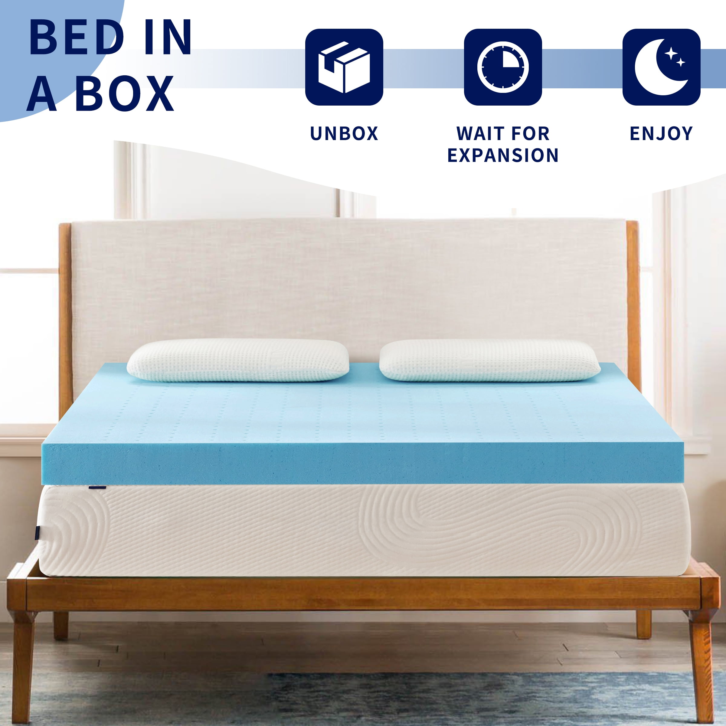 Subrtex 3" Memory Foam Mattress Topper Gel Infused Mattress Pad, King