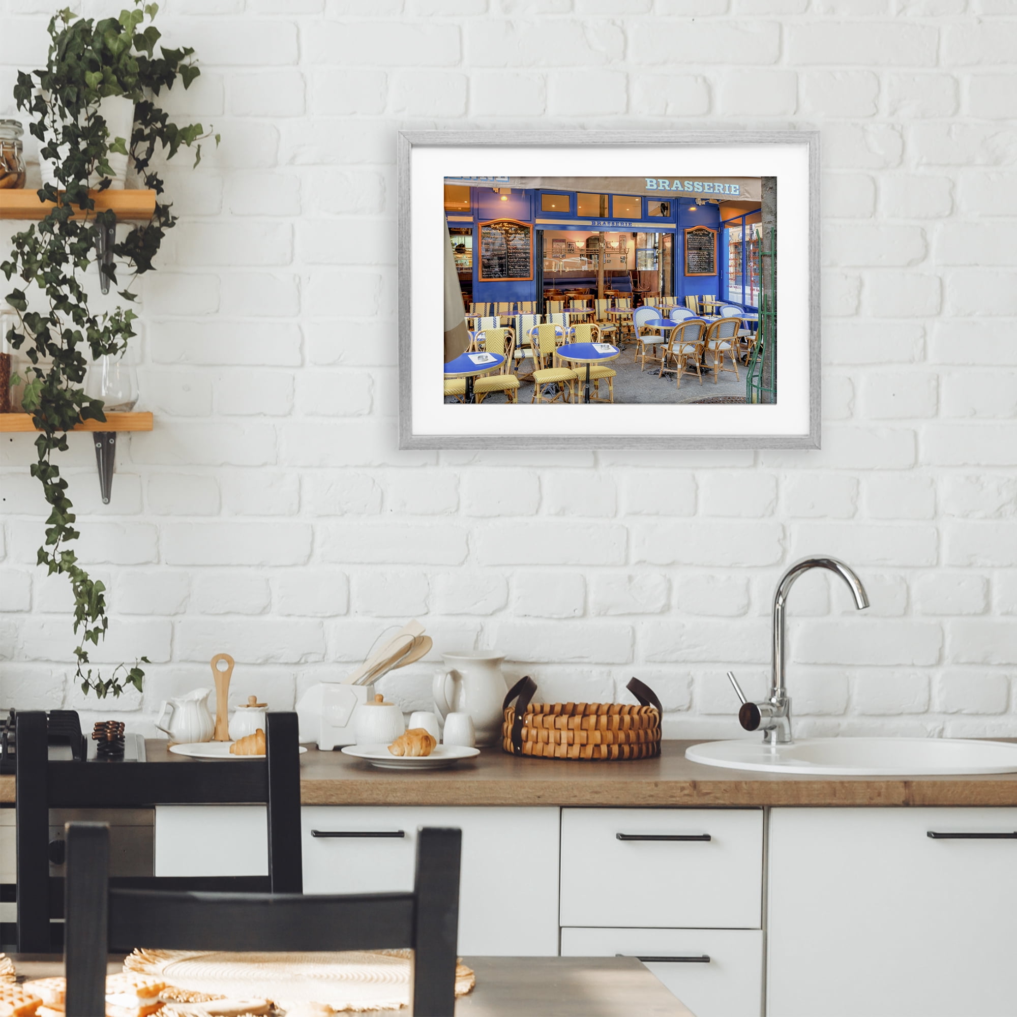 Stupell Industries Parisian Brasserie Terrace Gray Framed Print Under Glass, design by Alan Blaustein