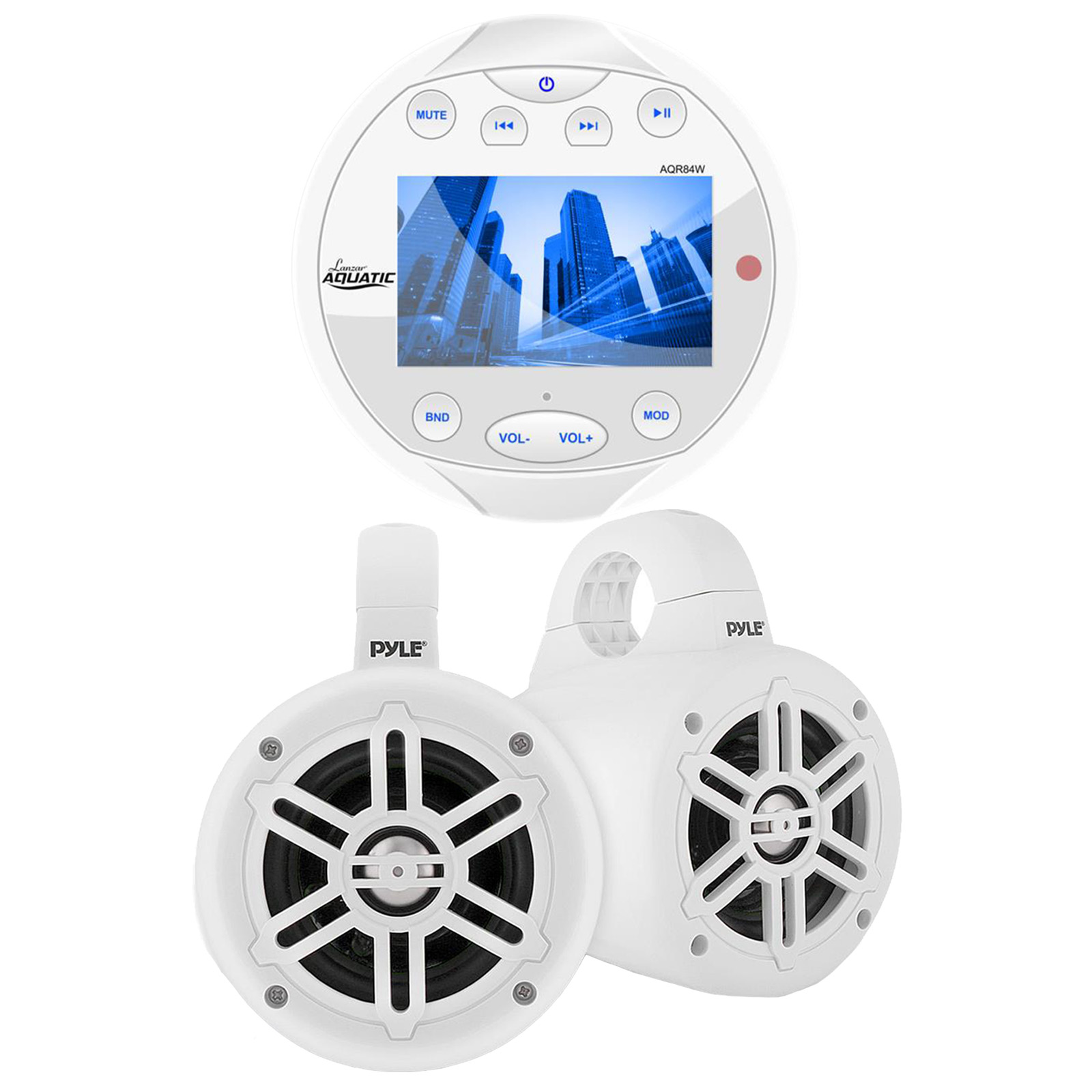 Lanzar Waterproof Bluetooth Marine Digital Media Receiver Stereo Radio