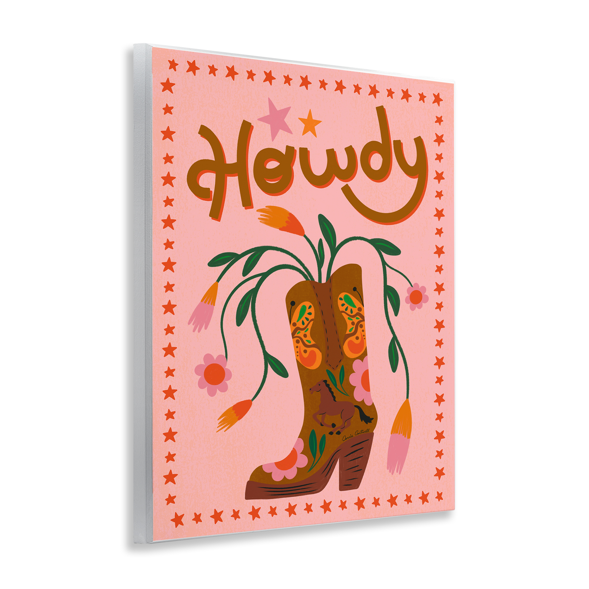 Stupell Industries Howdy Floral Cowgirl Boots Entertainment Painting Unframed Art Print Wall Art, 11 x 14