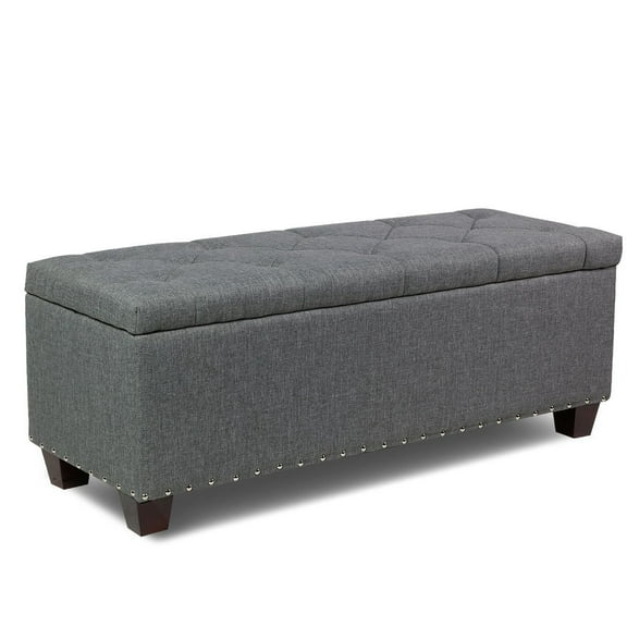 Magshion Rectangular Storage Ottoman Bench Tufted Footrest Lift Top Pouffe Ottoman, Coffee Table, Seat, Foot Rest, and more 42'', Linen Grey
