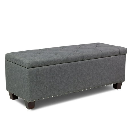 Magshion Rectangular Storage Ottoman Bench Tufted Footrest Lift Top Pouffe Ottoman, Coffee Table, Seat, Foot Rest, and more 42'', Linen (Best Ottoman Bed Review)