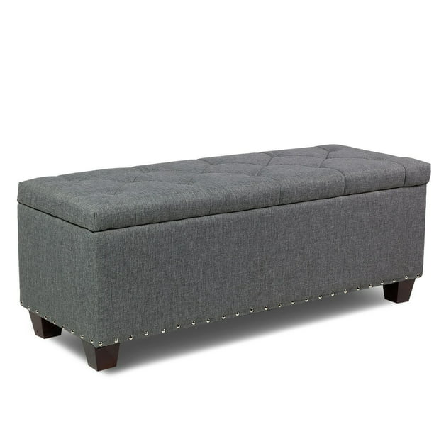 Magshion Rectangular Storage Ottoman Bench Tufted Footrest Lift Top Pouffe Ottoman Coffee Table Seat Foot Rest And More 42 Linen Grey Walmart Com Walmart Com