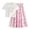 Red, variant on Girls 2-Piece Summer Outfit, 3D Bow Decor Short Sleeve T-Shirt and Tiered Striped Maxi Skirt Set, Casual Sweet Style for Kids Daily Wear(Blue,8-9 Years)