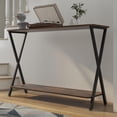 thumbnail image 3 of Ourlova Narrow Console Table 2-Tier Farmhouse Sofa Table with Shelves 33.5 inch Long Hallway Table Behind Couch Table for Living Room Hallway Entryway Rustic Brown, 3 of 8