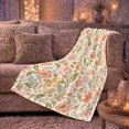thumbnail image 6 of Cream coral pink flowers green leaves botanical Flannel Blanket for bedroom reading nook cottage floral Home Decor watercolor garden bloom art Gift for flower lovers, 6 of 9