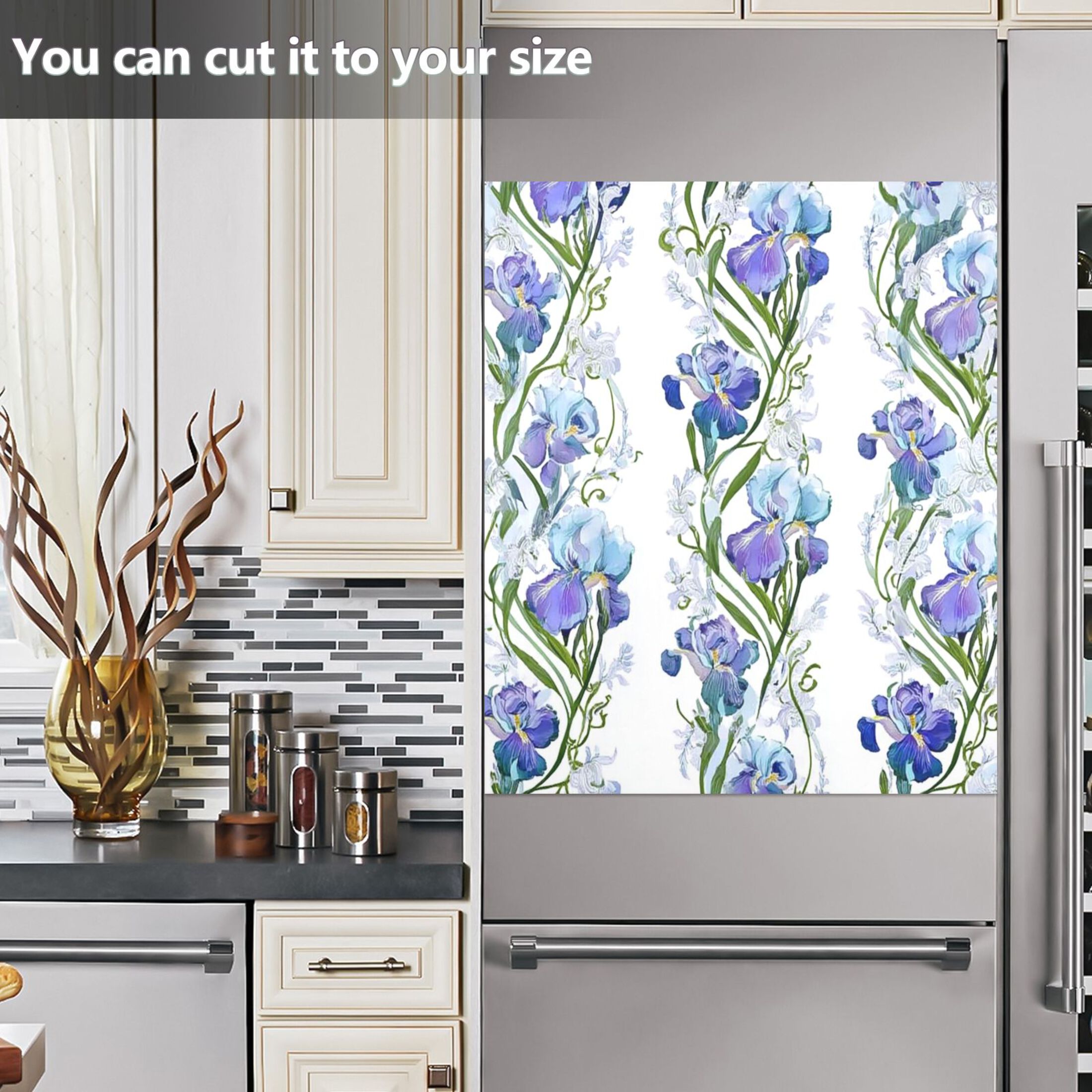 IAUYY Magnetic decorative sticker - 23x26 Inch PVC Refrigerator Decorative Cover, Removable DIY Art for Kitchen Appliances Delicate Green
