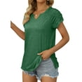 thumbnail image 4 of STARVNC Women's Ruched Sleeve Solid Color Top with Slit Hem, 4 of 6