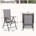 thumbnail image 4 of Summit Living 2-Piece Outdoor Patio Folding Sling Adjustable High Back Chairs Camping Portable Garden Beach, Gray, 4 of 6