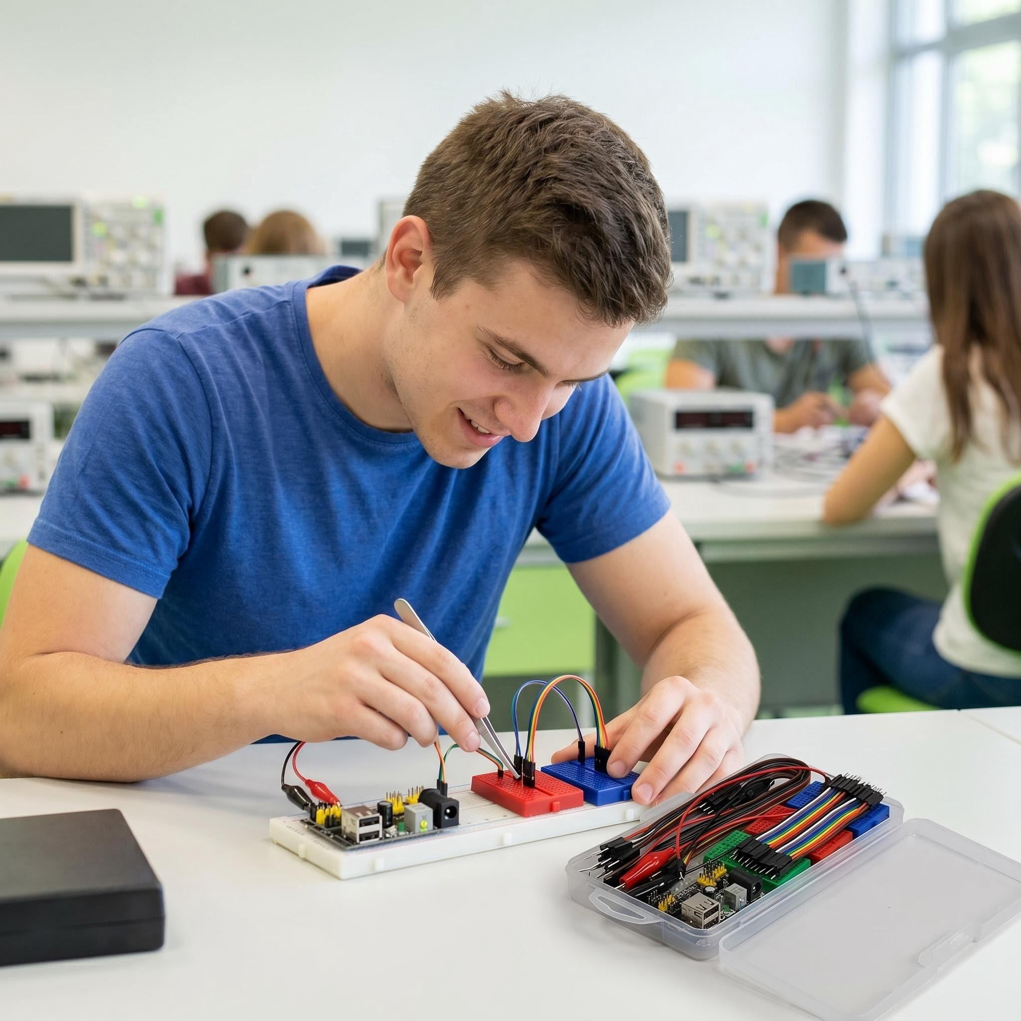 CREHNIL Solderless Breadboard Kit with Jumper Wires, Power Module, Tweezers & Storage Box