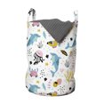 thumbnail image 1 of Nautical Laundry Bag, Childish Marine Themed Cartoon with Happy Underwater Life Aquatic Animals Corals, Basket with Handles Drawstring Closure for Laundromats, 13" x 19", Multicolor, by Ambesonne, 1 of 4